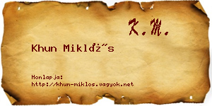 Khun Miklós névjegykártya